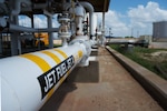 Photo of an Alpha receipt line for fuels distribution at Dyess Air Force Base, Texas, July 8, 2025. Upgrades to Dyess’ fueling system added 21 new refueling locations, including two additional hot pit refueling stations, enhancing the 7th Bomb Wing’s ability to support B-1 operations. (U.S. Air Force photo by Senior Airman Emma Anderson)