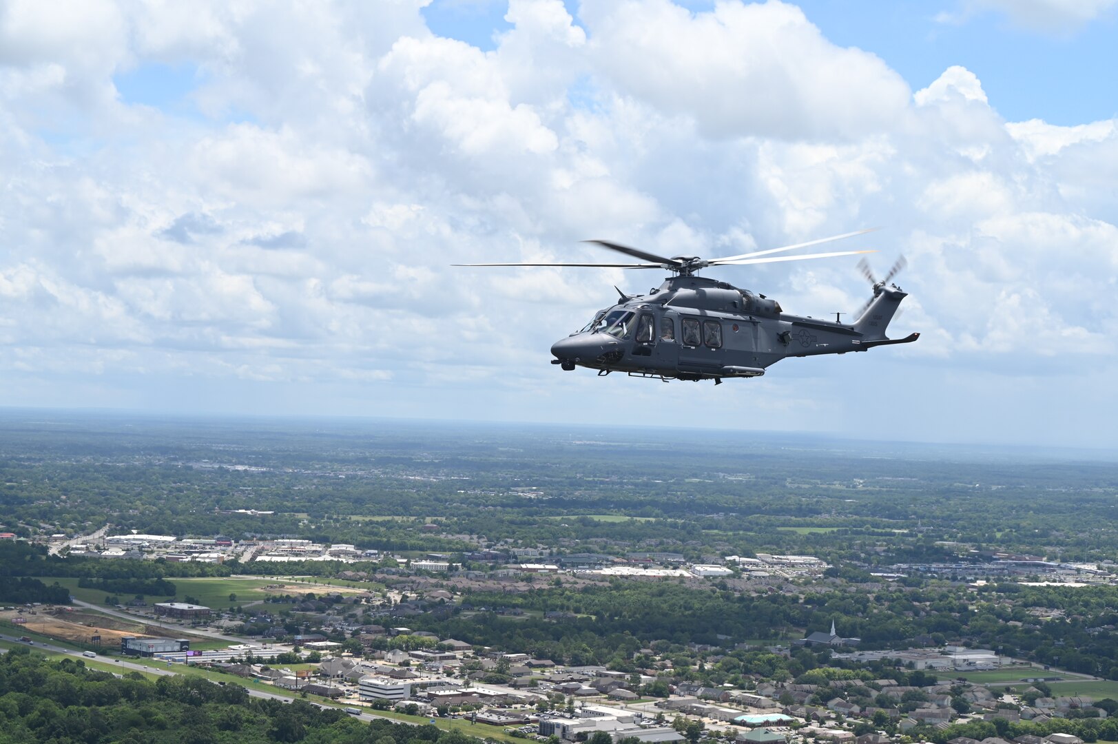 a helicopter flying
