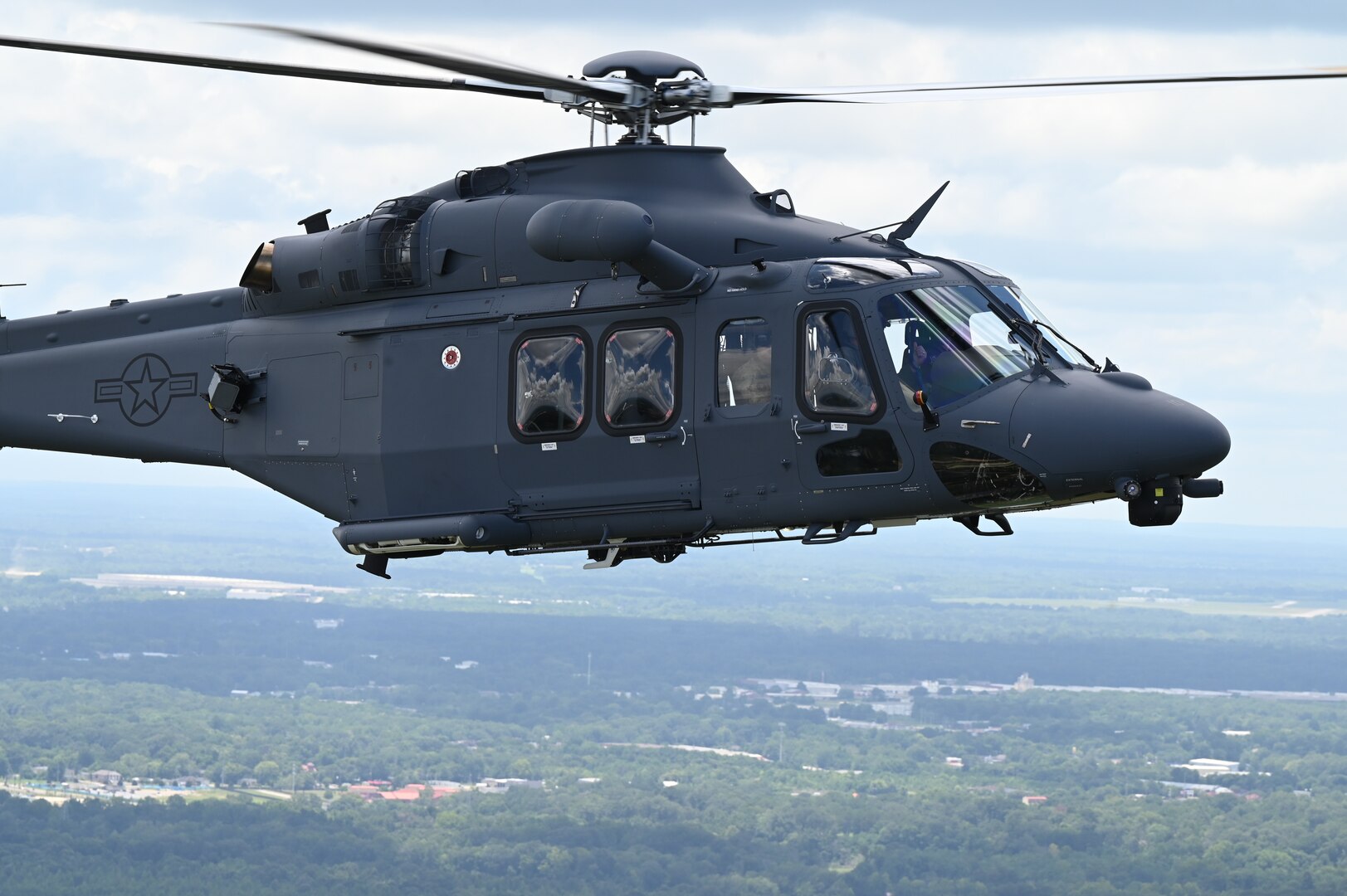 a helicopter flying