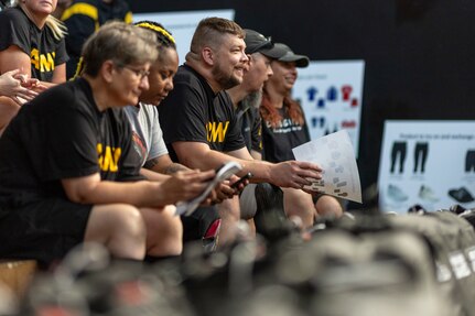 Team Army Athletes wait to receive team uniforms for events during the 2025 Department of Defense Warrior Games at Colorado Springs, Colorado, July 15, 2025.