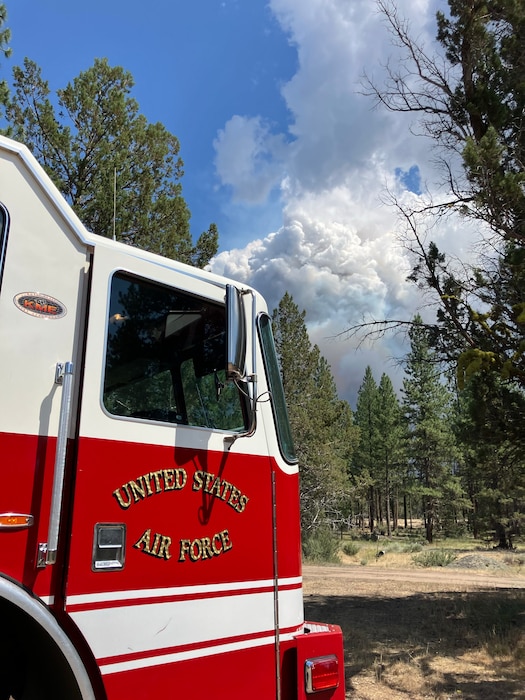 Firetruck in woods