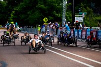 Department of Defense Warrior Games athletes, charge forward and begin the recumbent cycle event in the 2025 Department of Defense Warrior Games, Colorado Springs, Colorado, July 19, 2025.