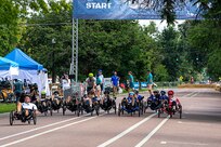 Department of Defense Warrior Games athletes begin their recumbent cycle event during the 2025 Department of Defense Warrior Games, Colorado Springs, Colorado, July 19, 2025.