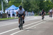 U.S. Army Staff Sgt. Mercedes Rangel competes in the cycling event during the 2025 Department of Defense Warrior Games at Colorado Springs, Colorado, July 19, 2025.