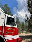 Firetruck in woods