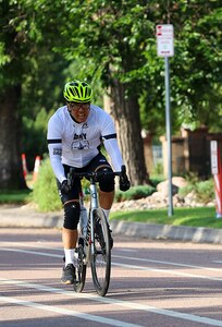 U.S. Army Sgt. 1st Class David Hong competes in the times trials at the cycling event during the 2025 Department of Defense Warrior Games at Colorado Springs, Colorado, July 19, 2025.