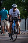 U.S. Army Lt. Col. Sherri Sanders participates in the women's upright bicycle time trials at the cycling event during the 2025 Department of Defense Warrior Games at Colorado College, Colorado Springs Colorado, July 19, 2025.