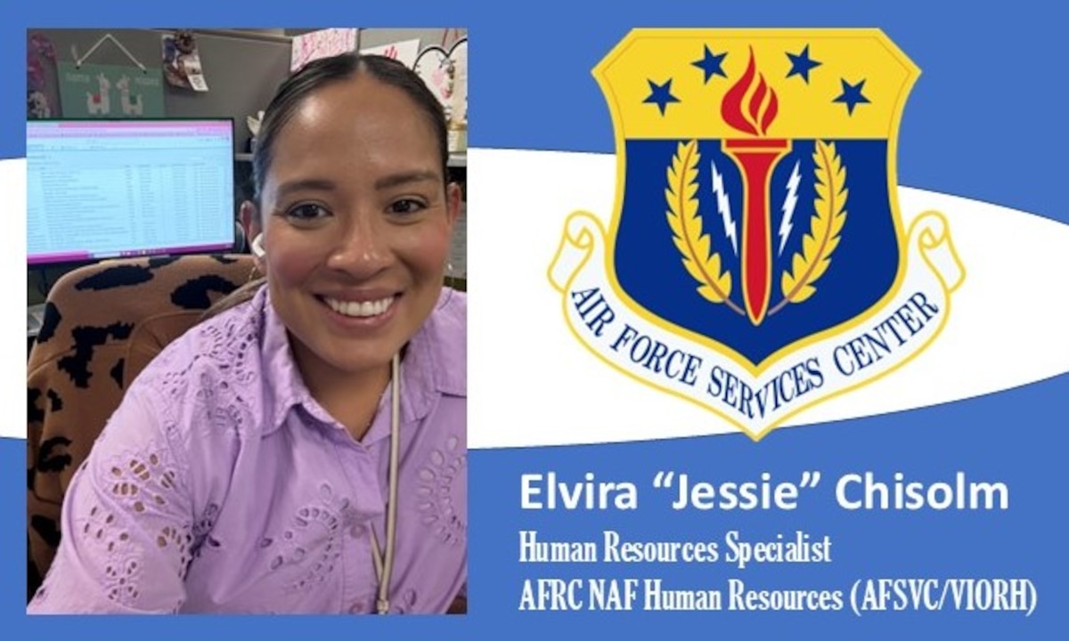 Mission Monday:  Meet Elvira “Jessie” Chisolm, team lead and human resources specialist for the Air Force Services Center’s Non-Appropriated Fund Human Resources Office, servicing all Air Force Reserve Command installations.