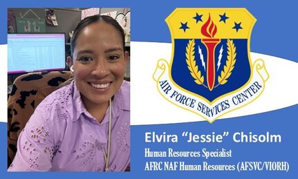 Mission Monday:  Meet Elvira “Jessie” Chisolm, team lead and human resources specialist for the Air Force Services Center’s Non-Appropriated Fund Human Resources Office, servicing all Air Force Reserve Command installations.