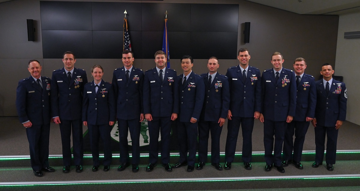 A group of award winners from the 510th Fighter Squadron pose for a photo at Aviano Air Base, Italy, June 4, 2025.