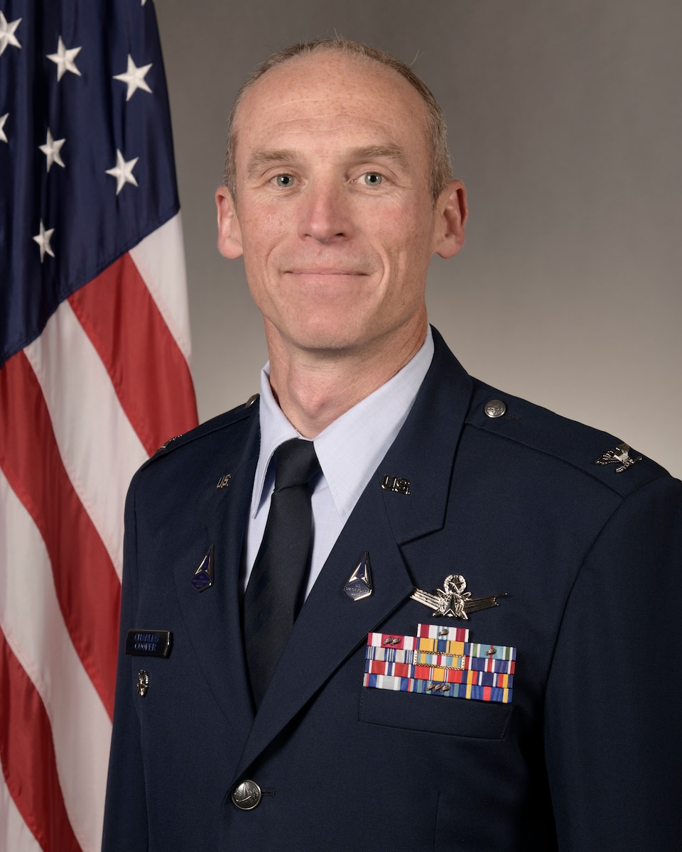 Col Charles Cooper is the Chief of Staff, Headquarters, Space Operations Command (SpOC), U.S. Space Force at Peterson SFB, Colorado Springs, Colorado.
