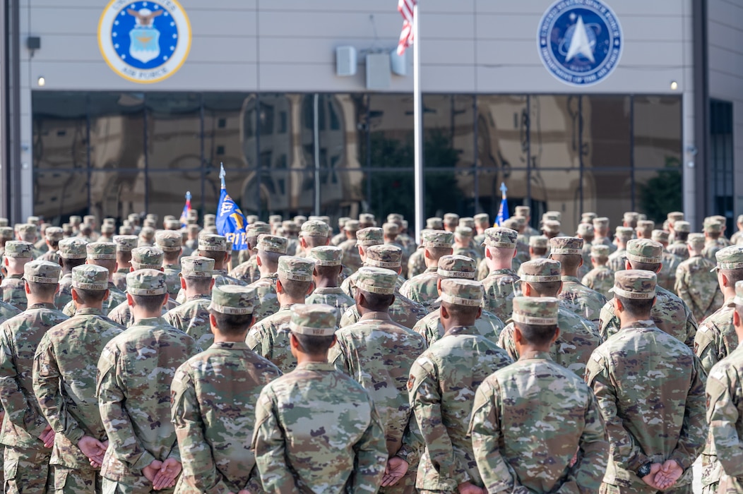More than 800 Airmen assigned to Flights 519-535 receive their Airman’s coin during the 737th Training Group Coin and Retreat Ceremony at Joint Base San Antonio-Lackland, Texas, July 16, 2025. The ceremony is one of three graduation events for the Department of the Air Force, Basic Military Training, and signifies the transition from trainee to Airman. Lt. Col. Angelina Maldonado, 324th Training Squadron commander, and Master Sgt. Michael Jones, 324 TRS Operations Superintendent, were the guest speakers for the ceremony. The 37th Training Wing, known as the “Gateway to the Air Force,” is home to BMT.