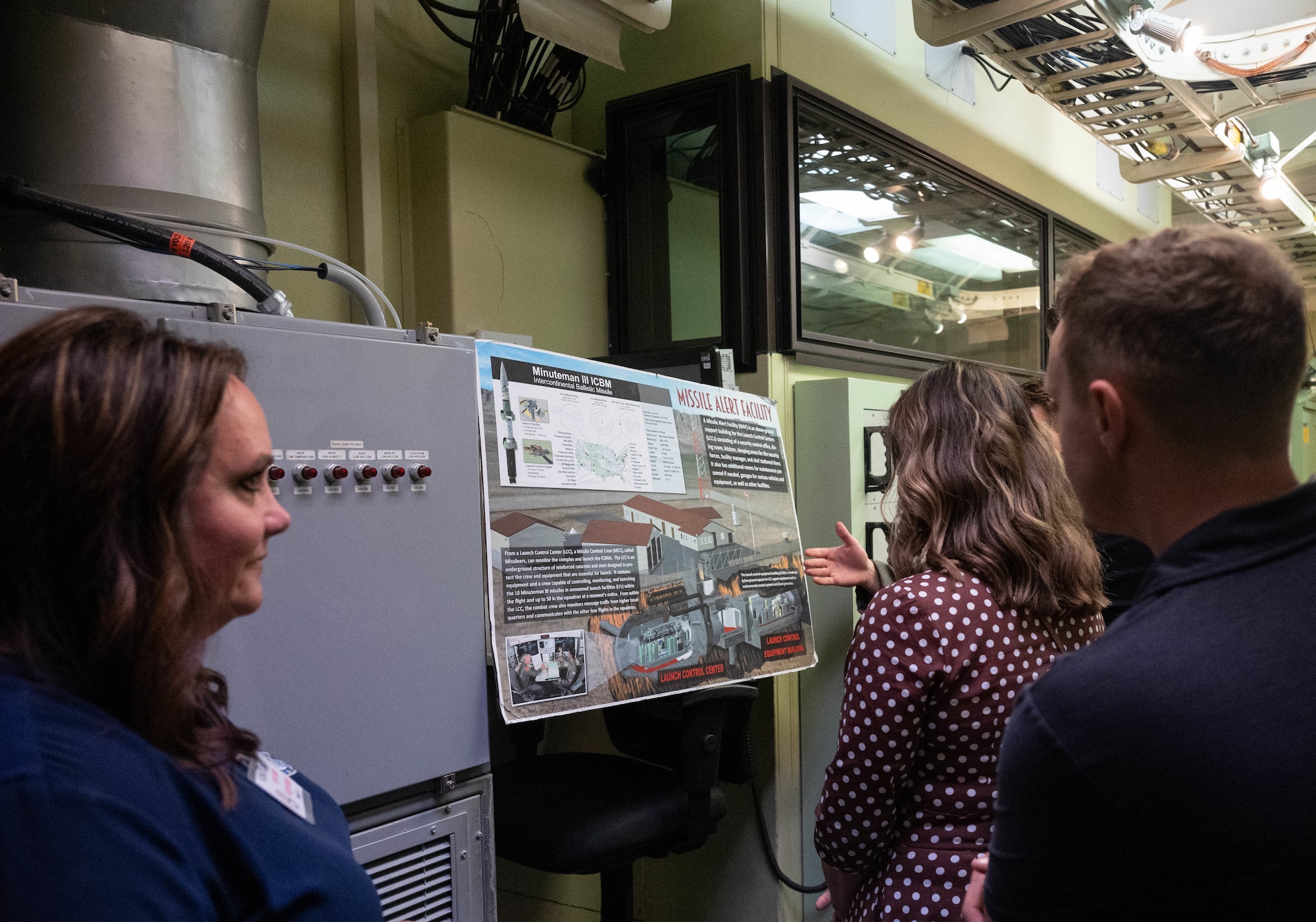 Members of the Association of Defense Communities and Minot Area Chamber Economic Development Corporation are shown the layout of a Missile Alert Facility.