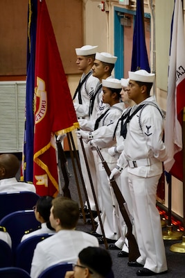 Navy Medicine Readiness and Training Command (NMRTC) Twentynine Palms marks a historic transition of leadership during a Change of Command and Retirement Ceremony held July 18, 2025, at the Marine Corps Air Ground Combat Center (MCAGCC) Theater. Capt. Janiese Cleckley relieved Capt. Daniel Clark as commanding officer of NMRTC Twentynine Palms and director of Naval Hospital Twentynine Palms. The event also included a retirement ceremony, as the command honored Clark’s 29 years of distinguished service in Navy Medicine (U.S. Navy photo by Christopher C. Jones, NHTP/NMRTC Twentynine Palms public affairs officer).