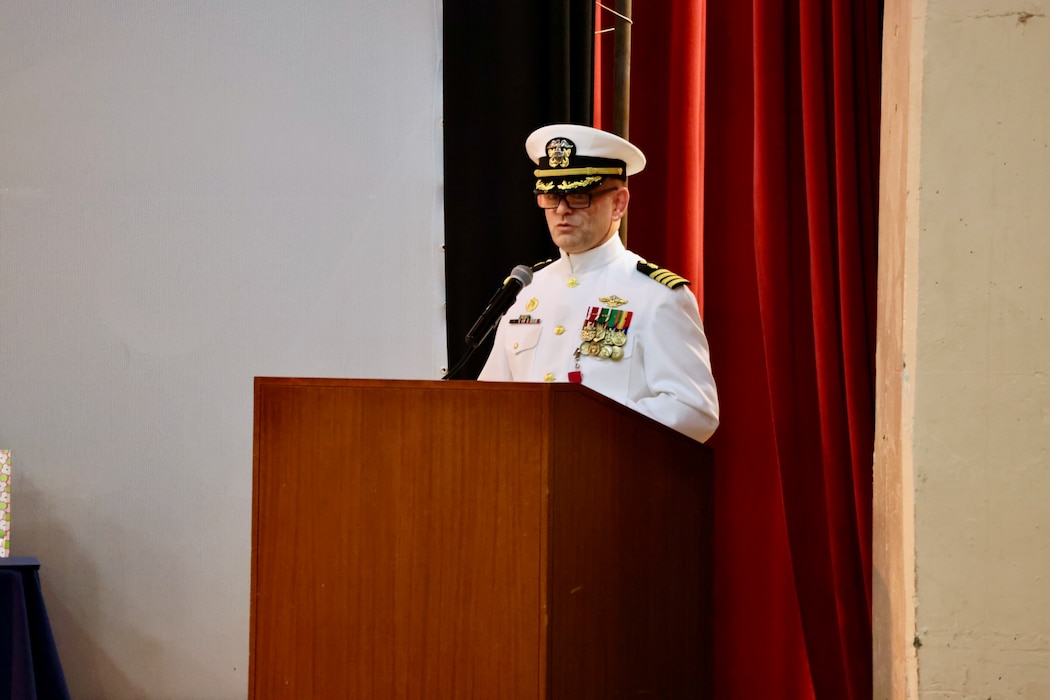 Navy Medicine Readiness and Training Command (NMRTC) Twentynine Palms marks a historic transition of leadership during a Change of Command and Retirement Ceremony held July 18, 2025, at the Marine Corps Air Ground Combat Center (MCAGCC) Theater. Capt. Janiese Cleckley relieved Capt. Daniel Clark as commanding officer of NMRTC Twentynine Palms and director of Naval Hospital Twentynine Palms. The event also included a retirement ceremony, as the command honored Clark’s 29 years of distinguished service in Navy Medicine (U.S. Navy photo by Christopher C. Jones, NHTP/NMRTC Twentynine Palms public affairs officer).