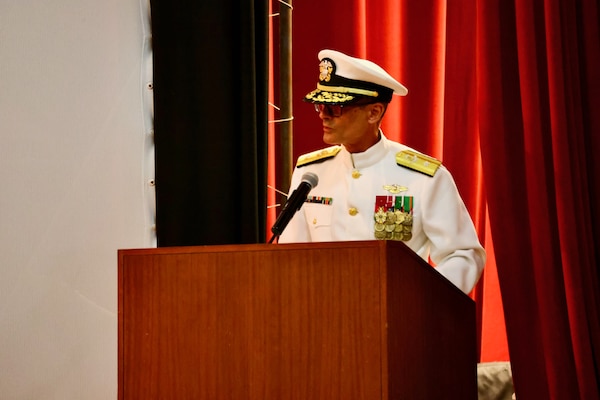 Navy Medicine Readiness and Training Command (NMRTC) Twentynine Palms marks a historic transition of leadership during a Change of Command and Retirement Ceremony held July 18, 2025, at the Marine Corps Air Ground Combat Center (MCAGCC) Theater. Capt. Janiese Cleckley relieved Capt. Daniel Clark as commanding officer of NMRTC Twentynine Palms and director of Naval Hospital Twentynine Palms. The event also included a retirement ceremony, as the command honored Clark’s 29 years of distinguished service in Navy Medicine (U.S. Navy photo by Christopher C. Jones, NHTP/NMRTC Twentynine Palms public affairs officer).