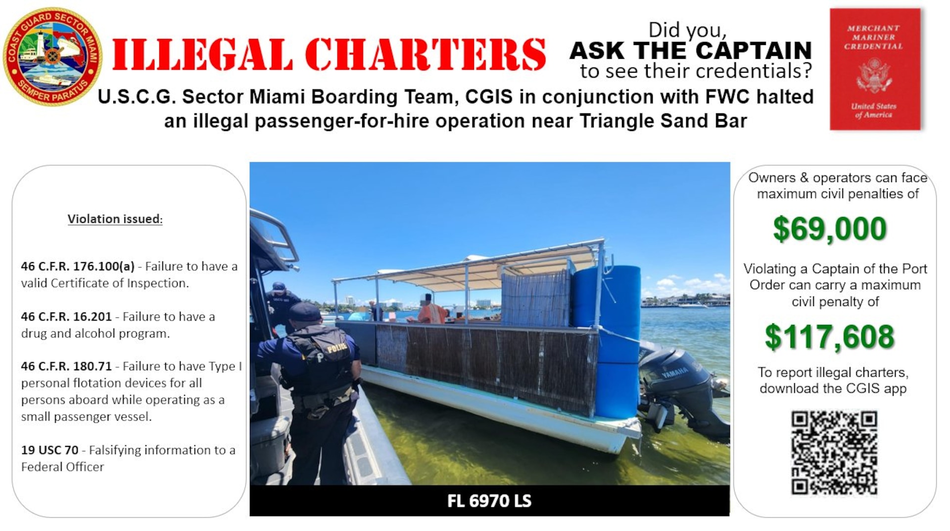 Graphic of an illegal small passenger vessel