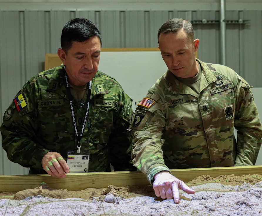 Ecuadorian leaders visit Kentucky National Guard as a part of the State Partnership Program on March 28, 2022, in Frankfort, Kentucky.