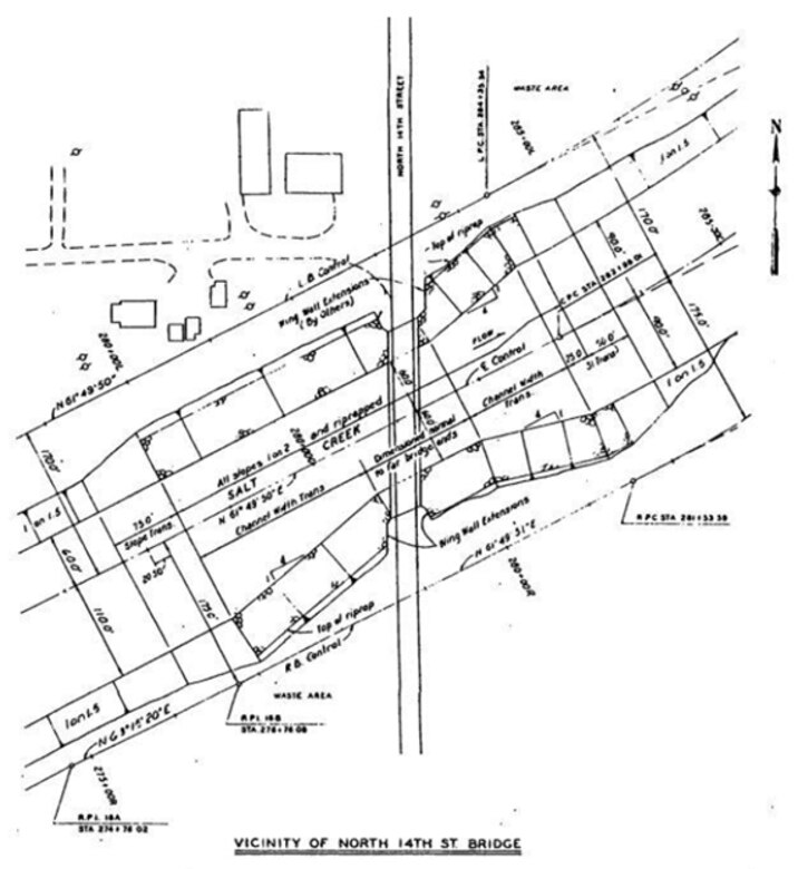Public notice project location map for Vicinity North of 14th St. Bridge.