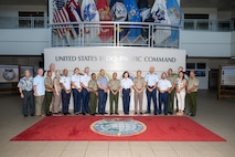 U.S. Air Force Brig. Gen. Sarah Russ, USINDOPACOM J5 Mobilization Assistant joins Brig. Gen. Jose da Costa Soares, Chief of Staff of the Timor-Leste Defence Force and their delegations for a Bilateral Defense Discussion group photo at USINDOPACOM headquarters on Camp H.M. Smith in Honolulu, July 21-22, 2025.