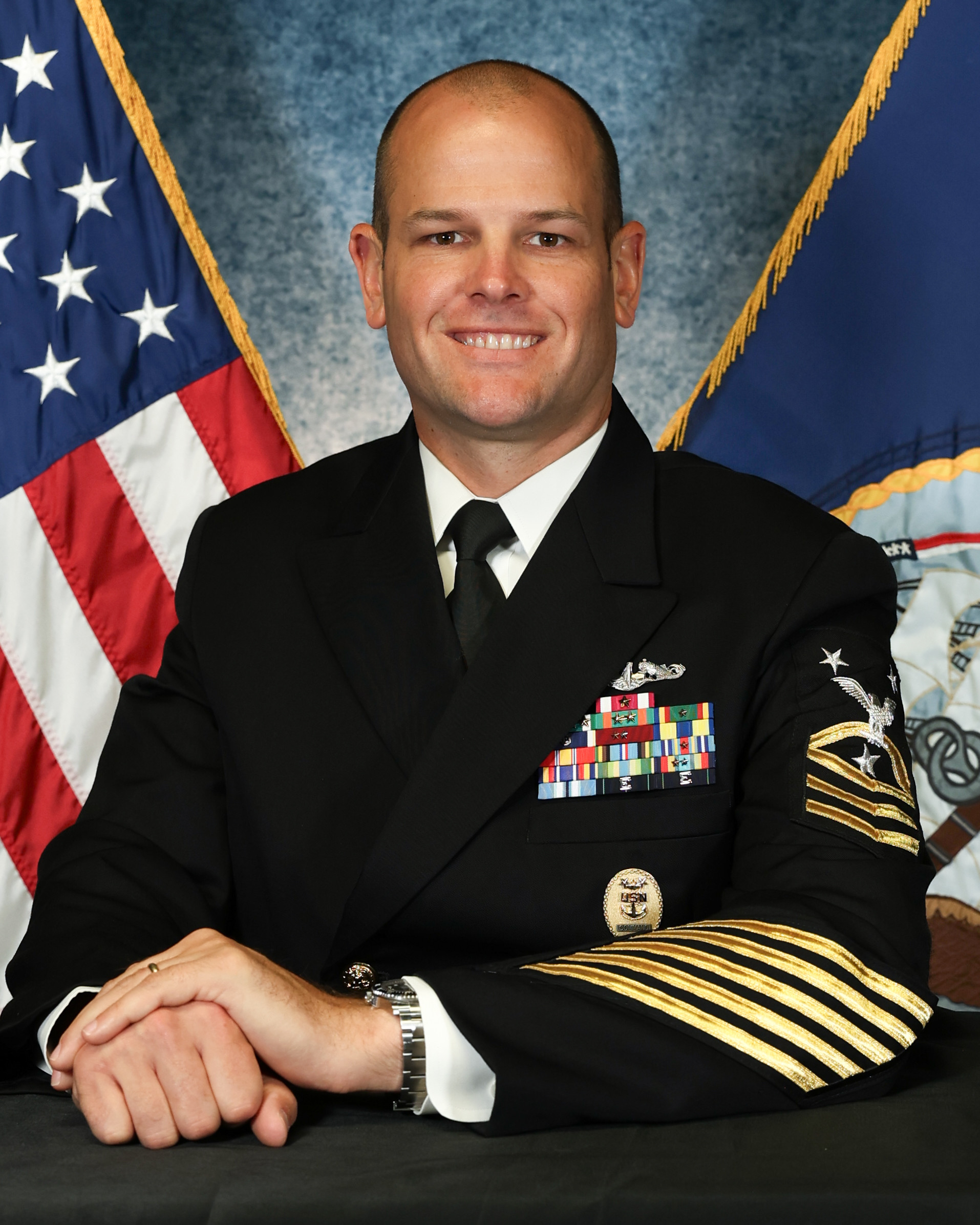 Command Master Chief Charles A. Simonds official photo in U.S. Navy dress blue uniform