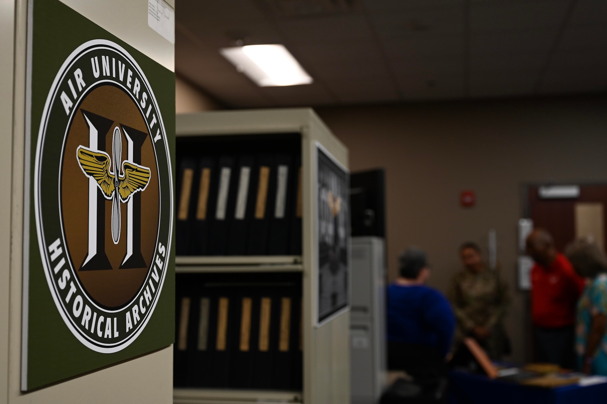 Retired veteran visits the AU library.