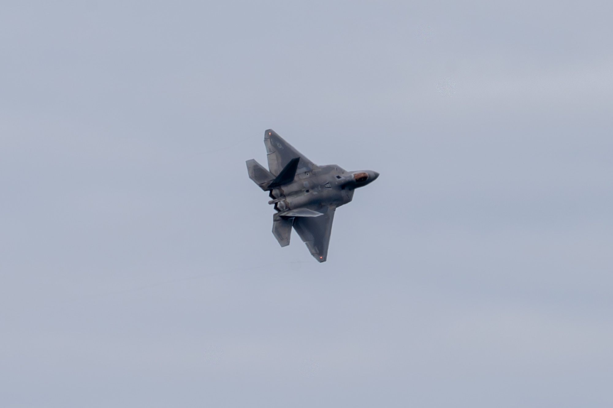 A U.S. Air Force F-22 Raptor assigned to the 90th Fighter Generation Squadron takes flight to support exercise Resolute Force Pacific 2025 at Joint Base Elmendorf-Richardson, Alaska, July 13, 2025.