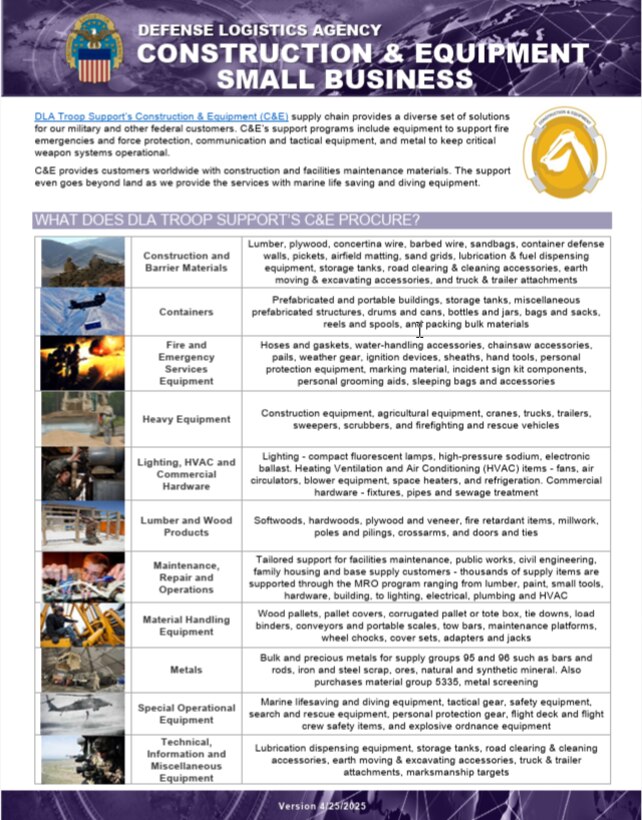 C&E brochure covers what C&E procures, product & service search, where to find procurement opportunities, major spend pattern, and contact information.