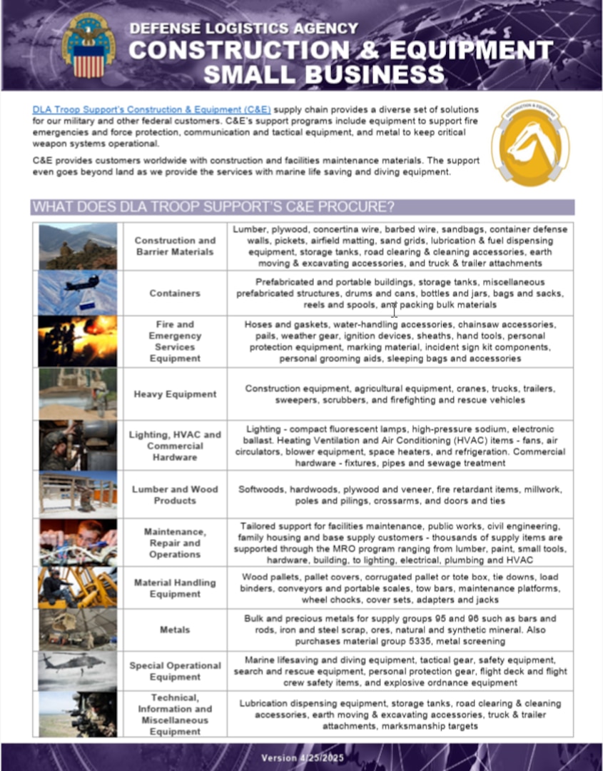C&E brochure covers what C&E procures, product & service search, where to find procurement opportunities, major spend pattern, and contact information.