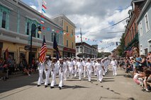 USS Farragut marches in the Independence Day Parade in Eastport, ME.