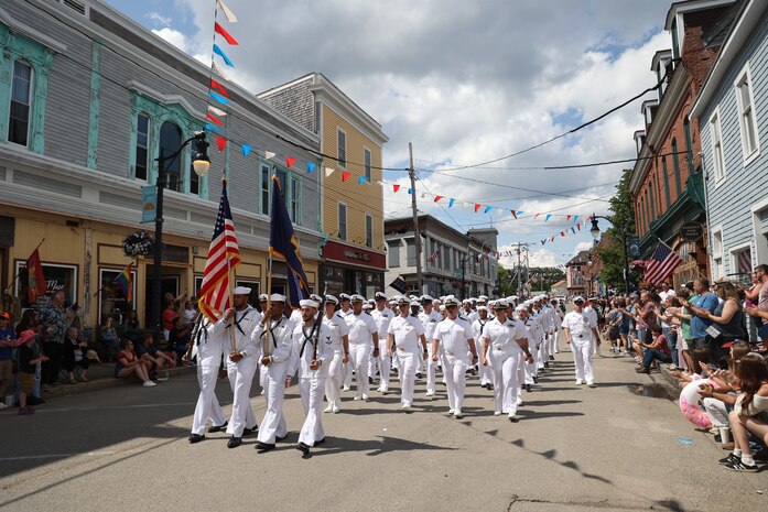 USS Farragut marches in the Independence Day Parade in Eastport, ME.