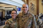 U.S. Air Force Maj. Nicole Bermudez-Beck, a physician assistant with the 559th Trainee Health Squadron, and her father, Lt. Col. Luis Bermudez, a dentist with the 59th Dental Squadron, pose for a photo.