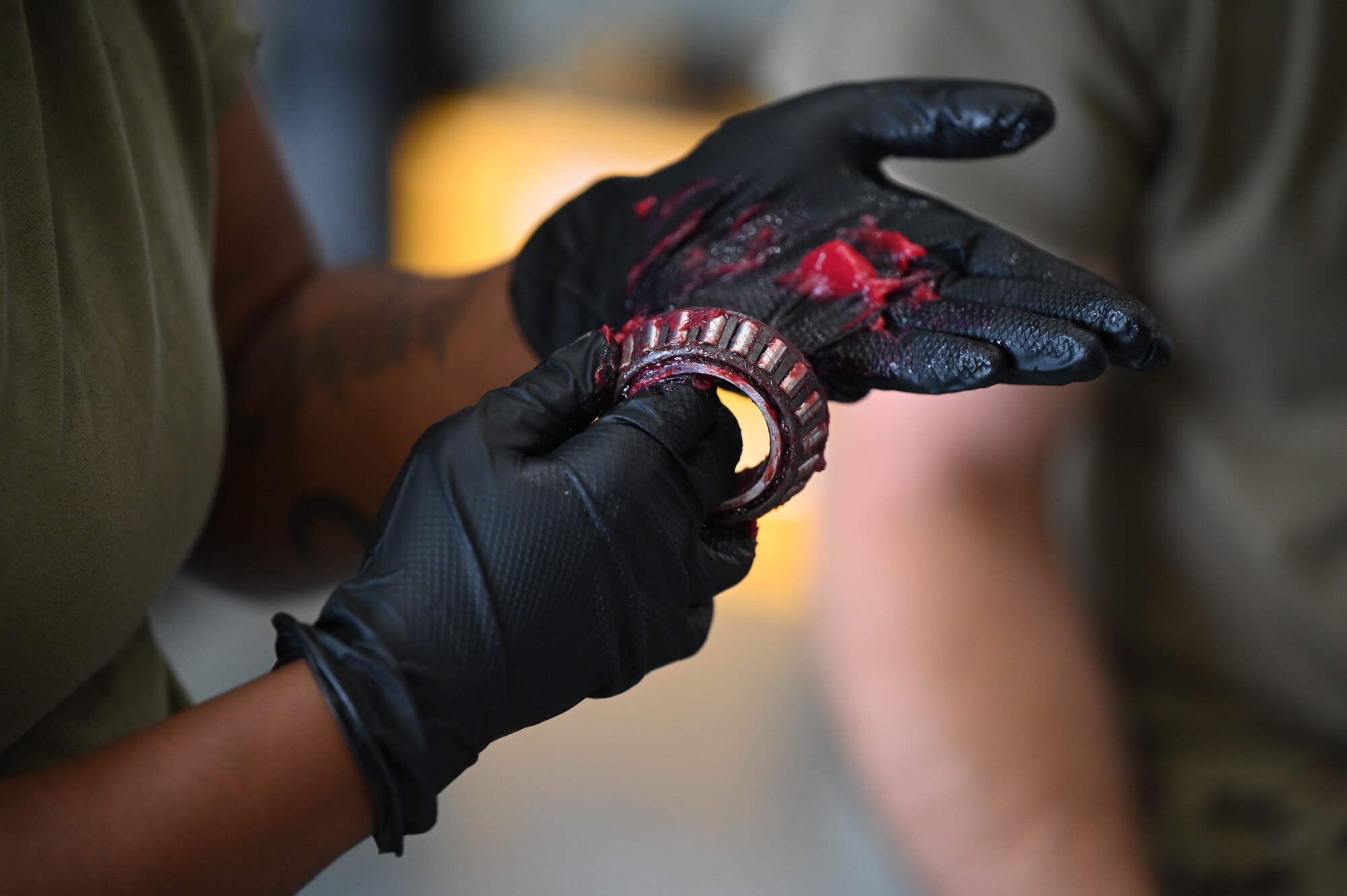 a person holds equipment