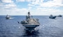 The forward-deployed amphibious assault ship USS America (LHA 6), flag ship of the America Strike Group, steams alongside U.S. Navy ships from the America Strike Group, Royal Australian Navy, Republic of Korea Navy, Royal New Zealand Navy, French Navy and Japan Maritime Self-Defense Force while in formation during a formation exercise as part of Talisman Sabre 25, July 20.