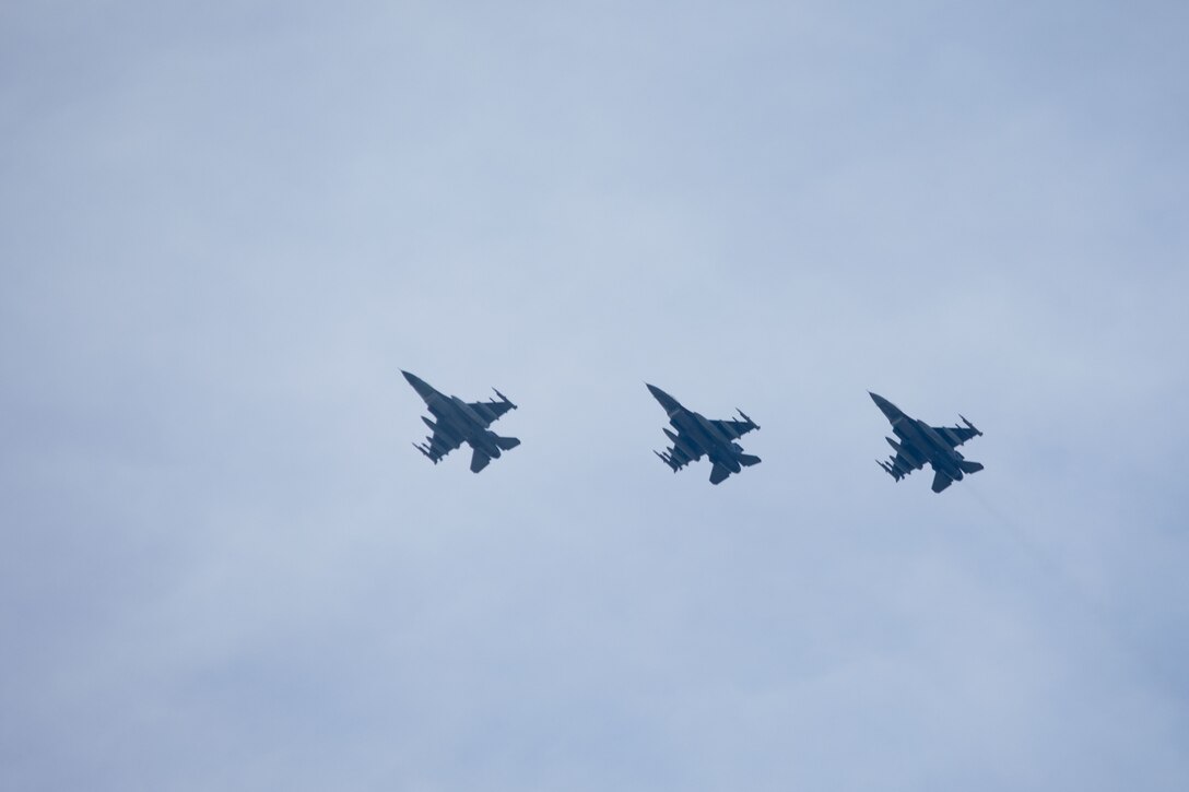 U.S. Air Force F-16C Fighting Falcons assigned to the 177th Fighter Wing, Atlantic City Air National Guard Base, New Jersey, fly in formation during exercise Resolute Pacific Force (REFORPAC) 2025 at Marine Corps Air Station Iwakuni, Japan, July 12, 2025. REFORPAC is designed to deliver Air Force capabilities to the Indo-Pacific region at speed and scale, then demonstrate the ability to command and control agile combat employment operations across more than six time zones.