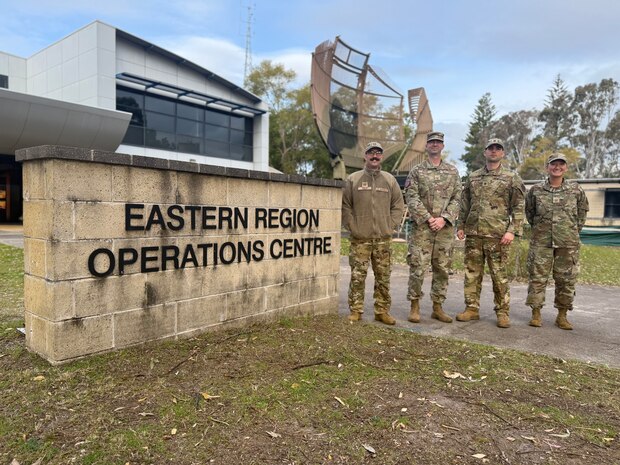 Group Photo of Western Air Defense members at the Eastern Region Operations Centre, 3CRU CRC Building, RAAF BASE WILLIAMTOWN, New South Wales, Australia, July 15, 2025.