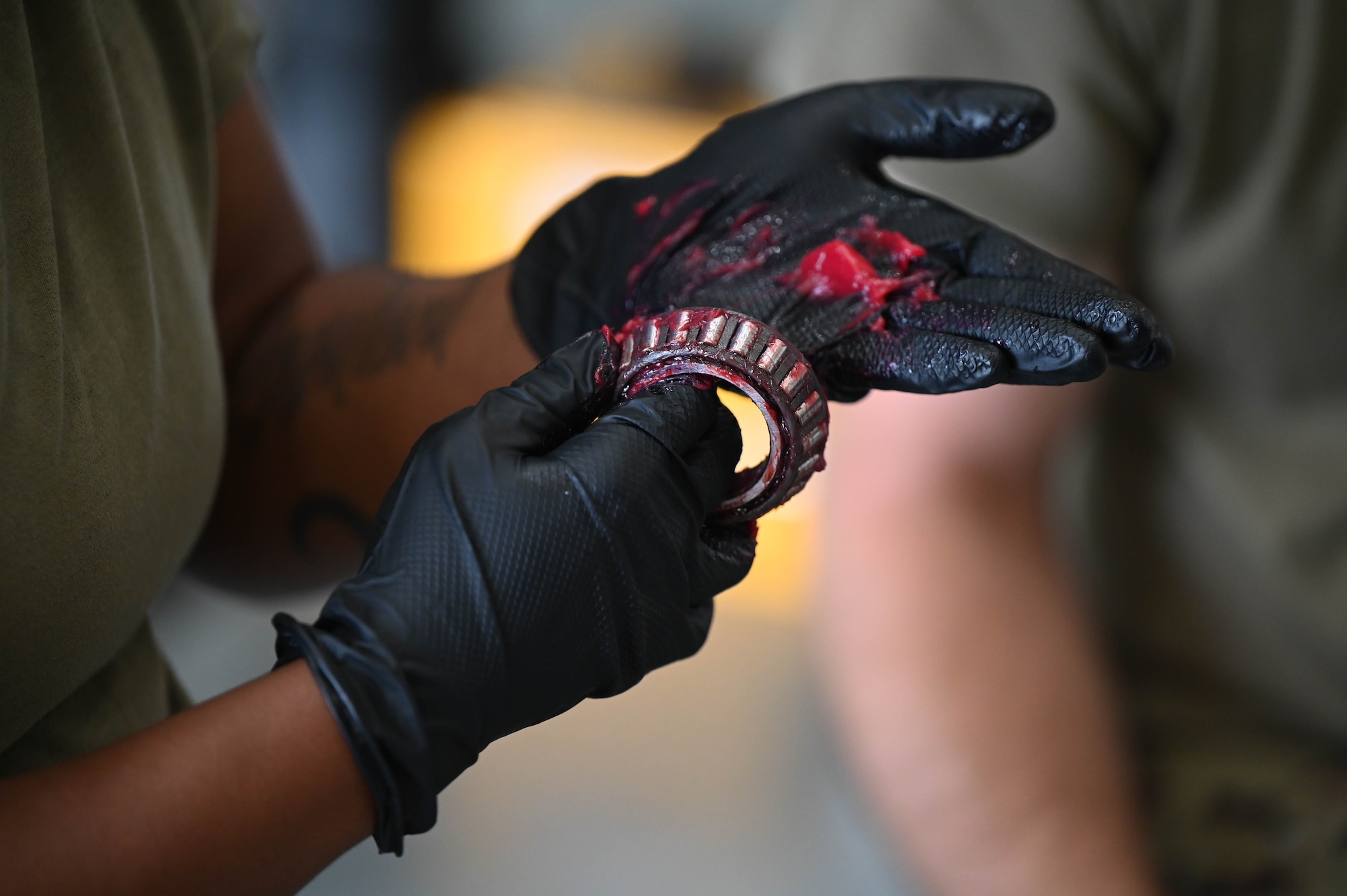 a person holds equipment