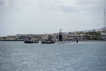 JOINT BASE PEARL HARBOR-HICKAM, Hawaii (July 22, 2025) - Virginia-class fast-attack submarine USS Indiana (SSN 789) arrives at Joint Base Pearl Harbor-Hickam during its change of homeport, July 22, 2025. Indiana is assigned to Submarine Squadron 7 and is capable of supporting various missions, including anti-submarine warfare, anti-surface ship warfare, strike warfare, and intelligence, surveillance, and reconnaissance. (U.S. Navy photo by Mass Communication Specialist 1st Class Scott Barnes)