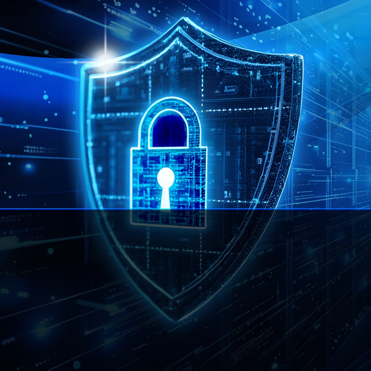 Modified Illustration. Data security and big data-themed image [image is not public domain ©stock.adobe.com.