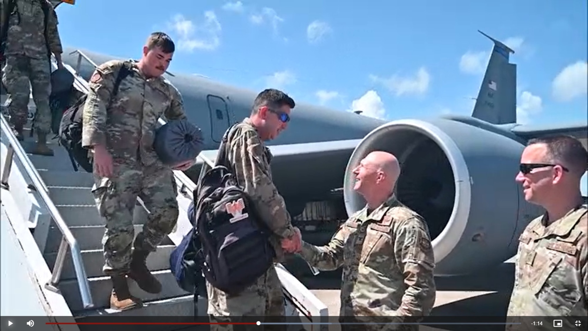 Family and friends welcome deployed service members assigned to the 50th Air Refueling Squadron at MacDill Air Force Base, Florida, July 16, 2025. The support of military families is the backbone of the 6th Air Refueling Wing’s ability to deliver hope and project lethality, anytime and anywhere. (U.S. Air Force video by Airman 1st Class Monique Stober)