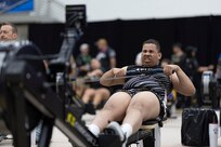 U.S. Army Retired Spc. Colby Maury-Rice competes in the indoor rowing event during the 2025 Department of Defense Warrior Games at Colorado Springs, Colorado, July 21, 2025.