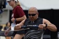 U.S. Army Retired Sgt. 1st Class Henry Escobedo competes in the indoor rowing event during the 2025 Department of Defense Warrior Games at Colorado Springs, Colorado, July 21, 2025.