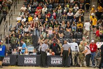 Team Army supporters fire up the arena with spirited chants during a wheelchair basketball game at the 2025 Department of Defense Warrior Games in Ed Robson Arena, Colorado Springs, Colorado, July 20, 2025.