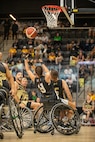 U.S. Army Retired Spc. Avery Short reaches for a rebound during the fast-paced wheelchair basketball gold medal game at the 2025 Department of Defense Warrior Games in Ed Robson Arena, Colorado Springs, Colorado, July 20, 2025.