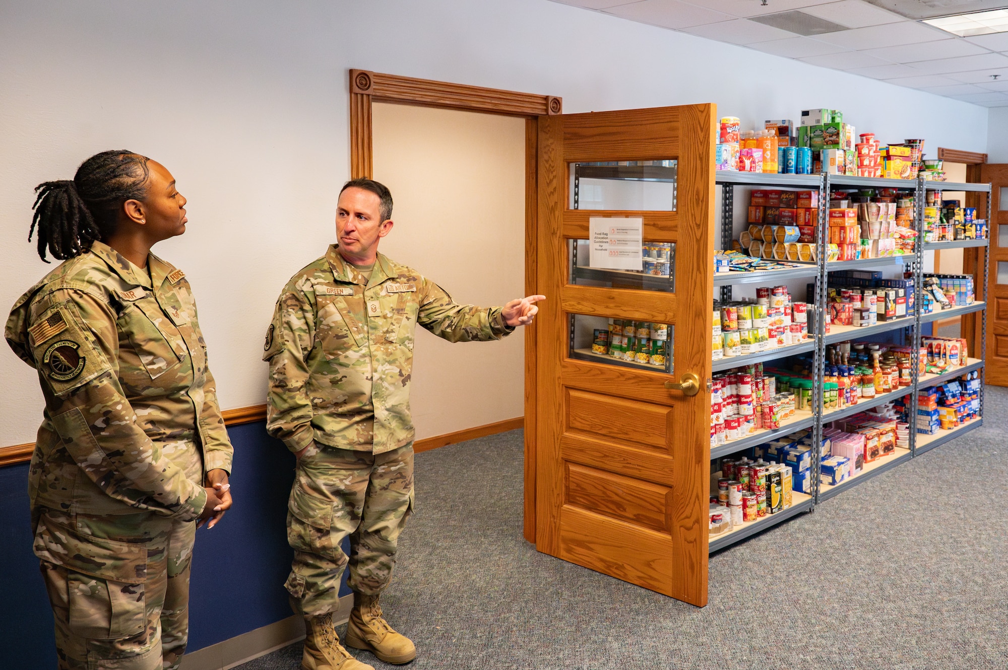 The Wrangler General Store is a new pantry that was opened at F.E. Warren AFB to support Airmen, reservists, military spouses, and retirees who may need help with affording groceries. (U.S. Air Force photo by Airman Nicholas Rowe)