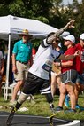 U.S. Army Retired Spc. JP Lane puts the shot at the field event during the 2025 Department of Defense Warrior Games at Colorado Springs, Colorado, July 22, 2025.