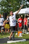 U.S. Army Retired Staff Sgt. John Michael Britton puts the shot at the field event during the 2025 Department of Defense Warrior Games at Colorado Springs, Colorado, July 22, 2025.