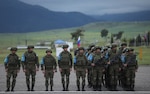 Russian service members attending a base-closing ceremony in Khojaly, Azerbaijan, May 2024 Aziz Karimov / Reuters
