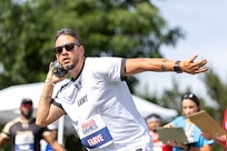 U.S. Army Retired Spc. Anthony Farve prepares to put the shot in the field event during the 2025 Department of Defense Warrior Games at Colorado Springs, Colorado, July 22, 2025.