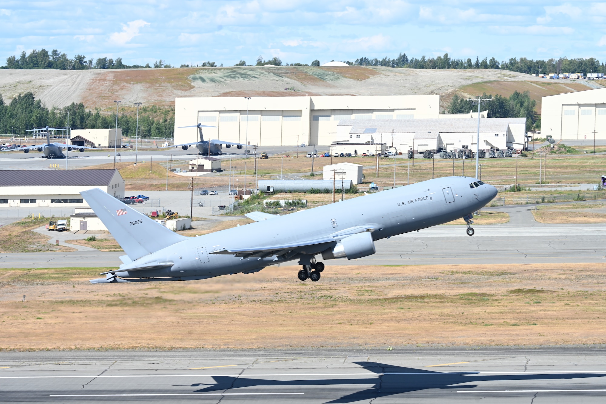Aircraft takeoff from a runway.